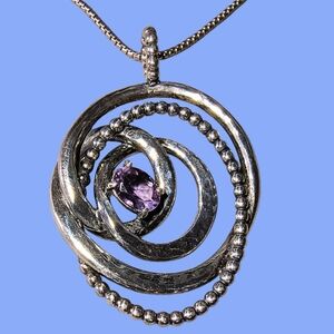 Paz Creations Amethyst And Sterling Silver Abstract Pendant Necklace